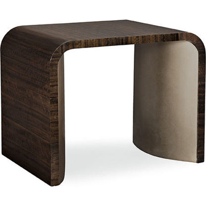 Streamline End Table by Caracole in bronze, smoked and aged bourbon, smoked bronze. Made from asian hardwoods, fumed quartered figured eucalyptus, maple in a modern style.