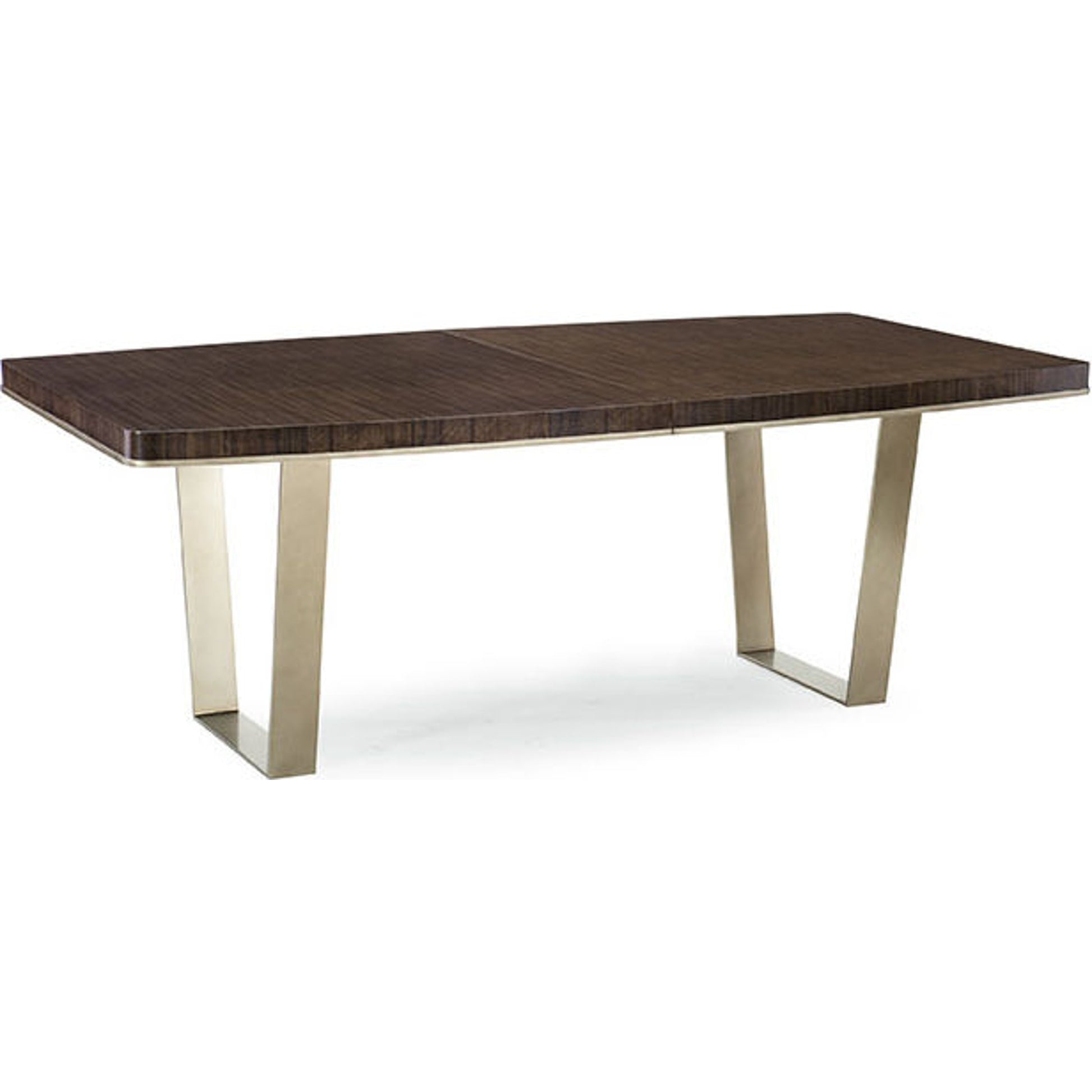 Streamline Dining Table by Caracole in bronze, smoked and aged bourbon, smoked bronze. Made from asian hardwood, fumed quartered figured eucalyptus, metal in a modern style.