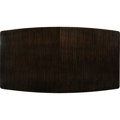 Streamline Dining Table by Caracole in bronze, smoked and aged bourbon, smoked bronze. Made from asian hardwood, fumed quartered figured eucalyptus, metal in a modern style.