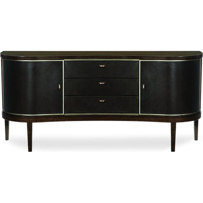 Moderne Sideboard by Caracole in bronze, smoked and aged bourbon, smoked bronze. Made from asian hardwood, fumed quartered figured eucalyptus in a transitional style.