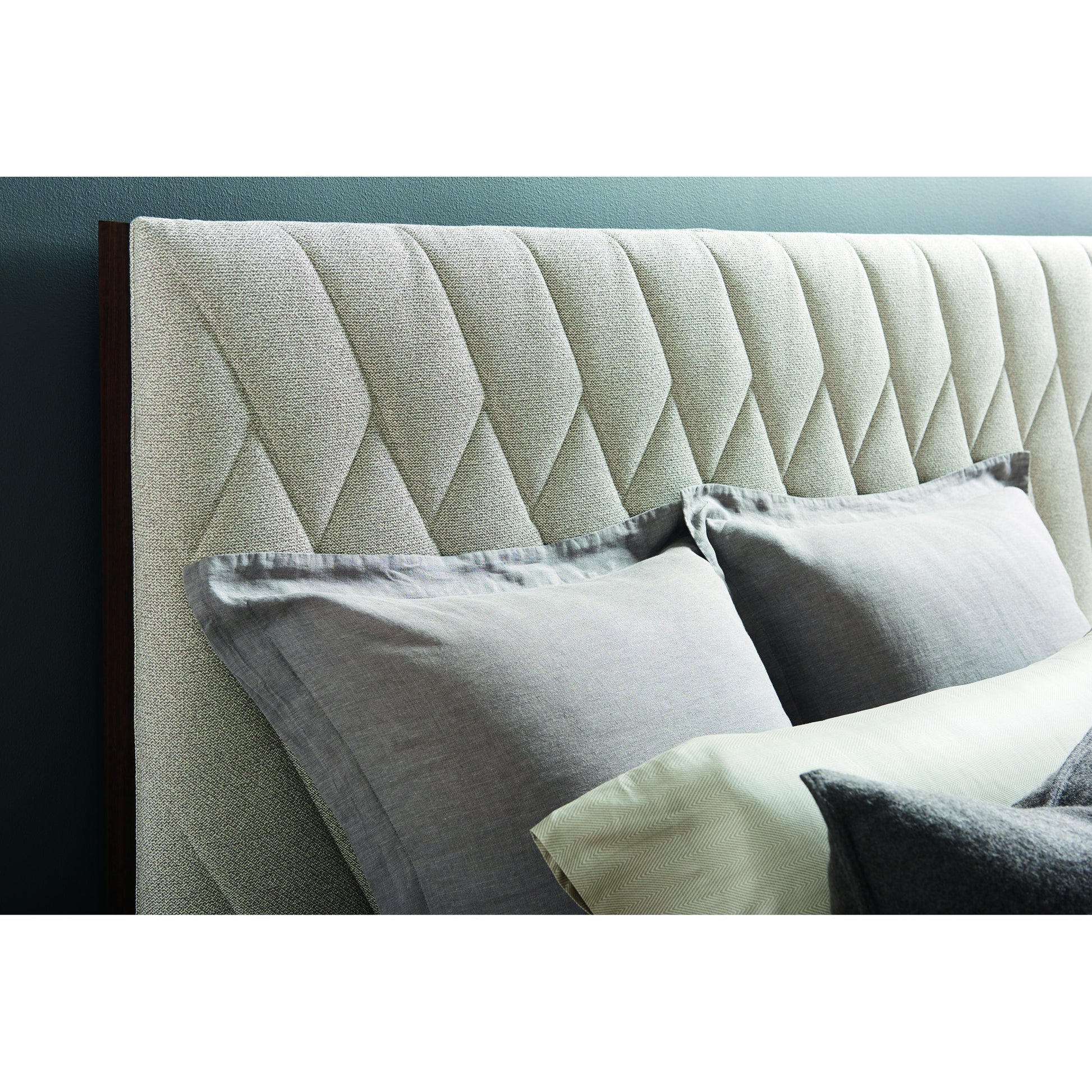 Moderne Bed by Caracole in natural and aged bourbon. Made from asian hardwood, fumed quartered figured eucalyptus in a transitional style.