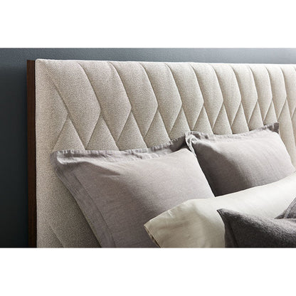 Moderne Bed by Caracole in natural and aged bourbon. Made from asian hardwood, fumed quartered figured eucalyptus in a transitional style.