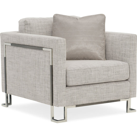 Metallic Frame Track Arm Club Chair by Caracole in natural and gunmetal. Made from metal in a transitional style.