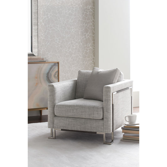 Metallic Frame Track Arm Club Chair by Caracole in natural and gunmetal. Made from metal in a transitional style.