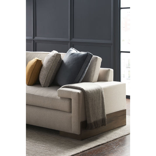 Shelf Arm Sofa by Caracole in natural and smoked sable. Made from fumed gum in a modern style.