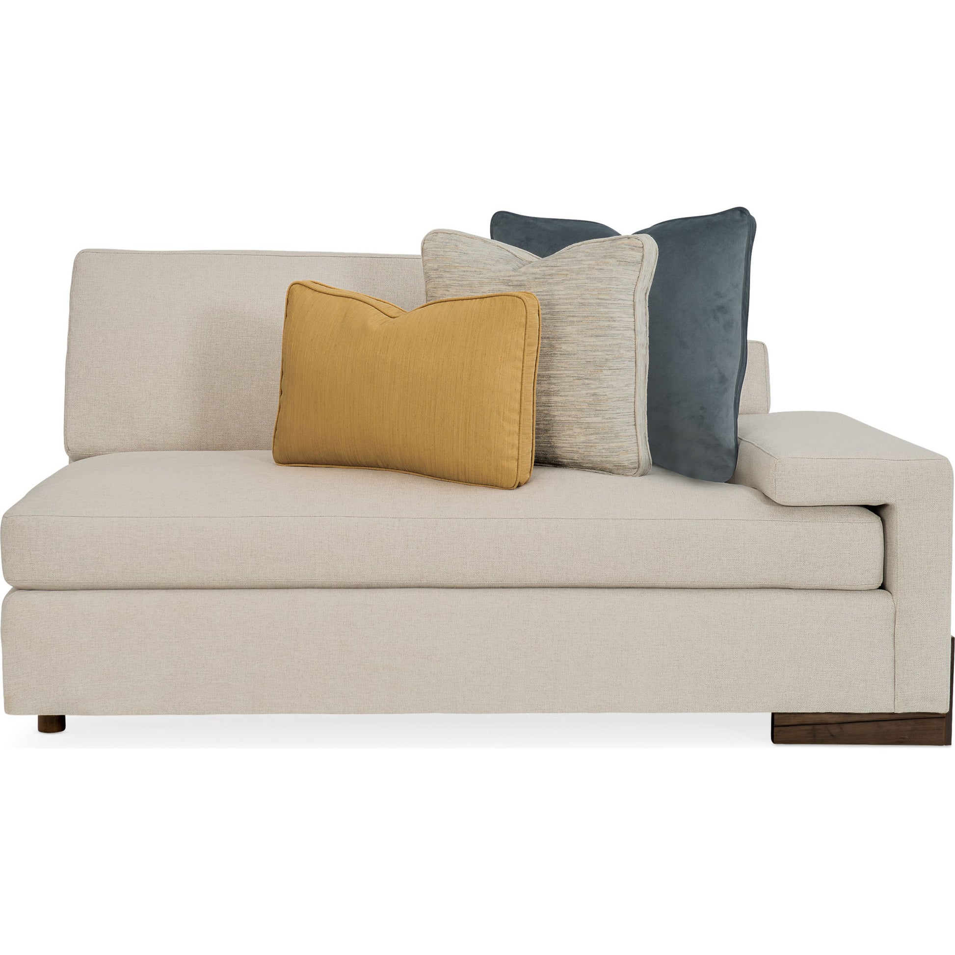 Shelf Arm Sofa by Caracole in natural and smoked sable. Made from fumed gum in a modern style.