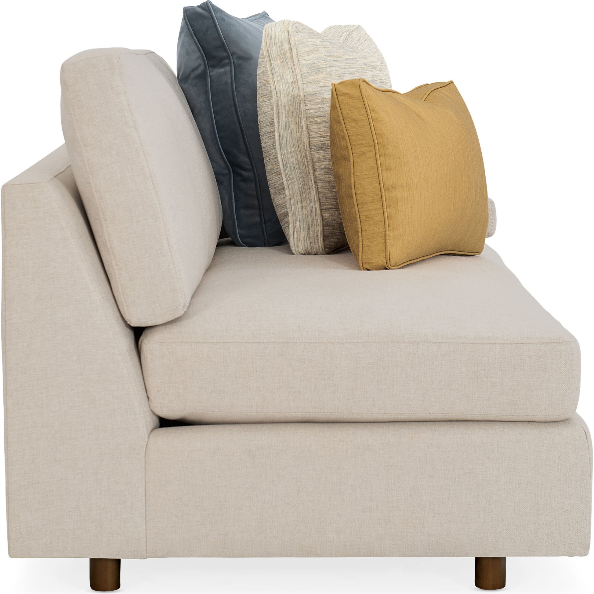 Shelf Arm Sofa by Caracole in natural and smoked sable. Made from fumed gum in a modern style.