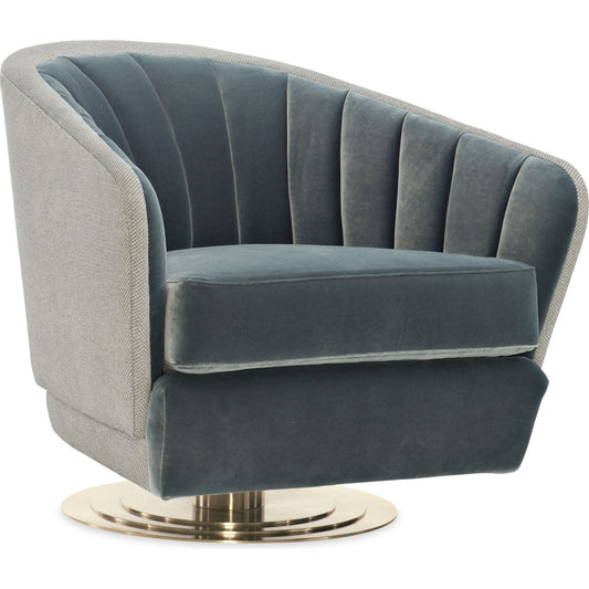 Concentric Swivel Chair by Caracole in natural and whisper of gold. Made from stainless steel in a modern style.