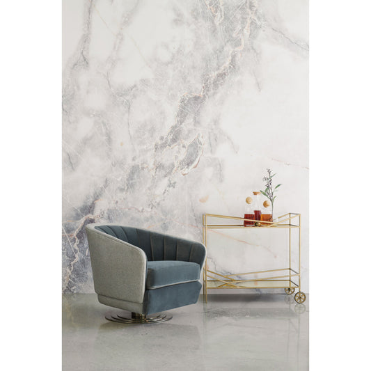 Concentric Swivel Chair by Caracole in natural and whisper of gold. Made from stainless steel in a modern style.