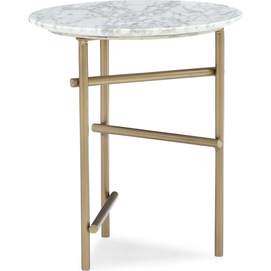 Concentric Accent Table by Caracole in bronze, marble and lucent bronze smooth metallic paint. Made from metal in a modern style.