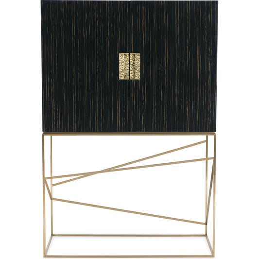 Edge Bar by Caracole in bronze, ebony, mirrored. Made from asian hardwood, engineered ebony in a transitional style.