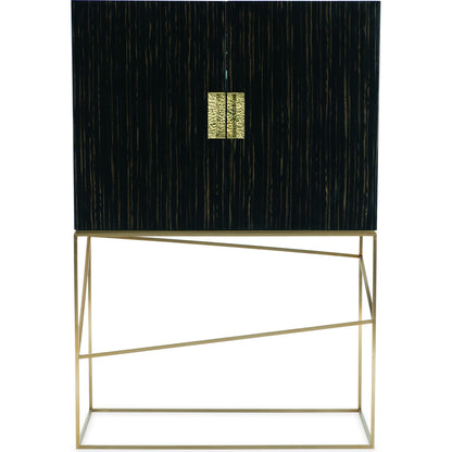 Edge Bar by Caracole in bronze, ebony, mirrored. Made from asian hardwood, engineered ebony in a transitional style.
