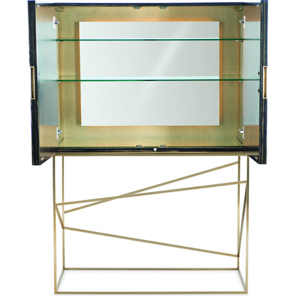 Edge Bar by Caracole in bronze, ebony, mirrored. Made from asian hardwood, engineered ebony in a transitional style.