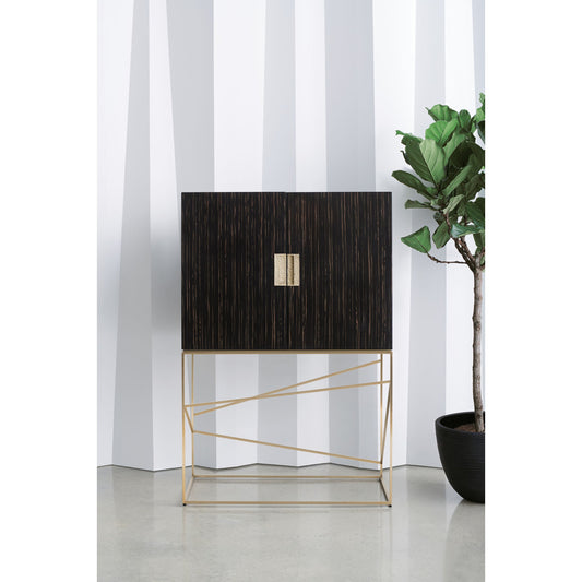 Edge Bar by Caracole in bronze, ebony, mirrored. Made from asian hardwood, engineered ebony in a transitional style.