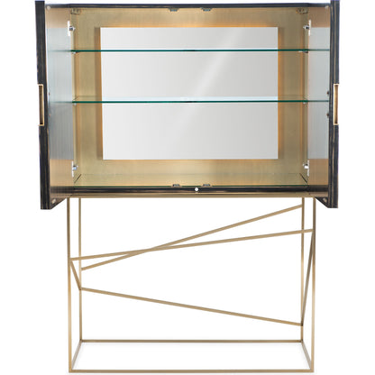 Edge Bar by Caracole in bronze, ebony, mirrored. Made from asian hardwood, engineered ebony in a transitional style.