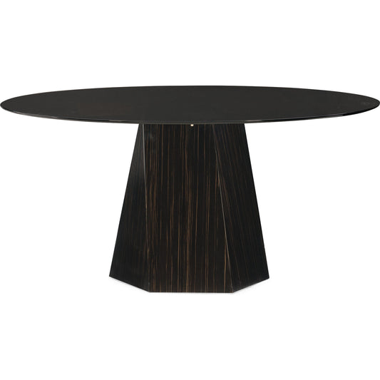 Vector Dining Table by Caracole in bronze, ebony. Made from asian hardwood, engineered ebony in a modern style.