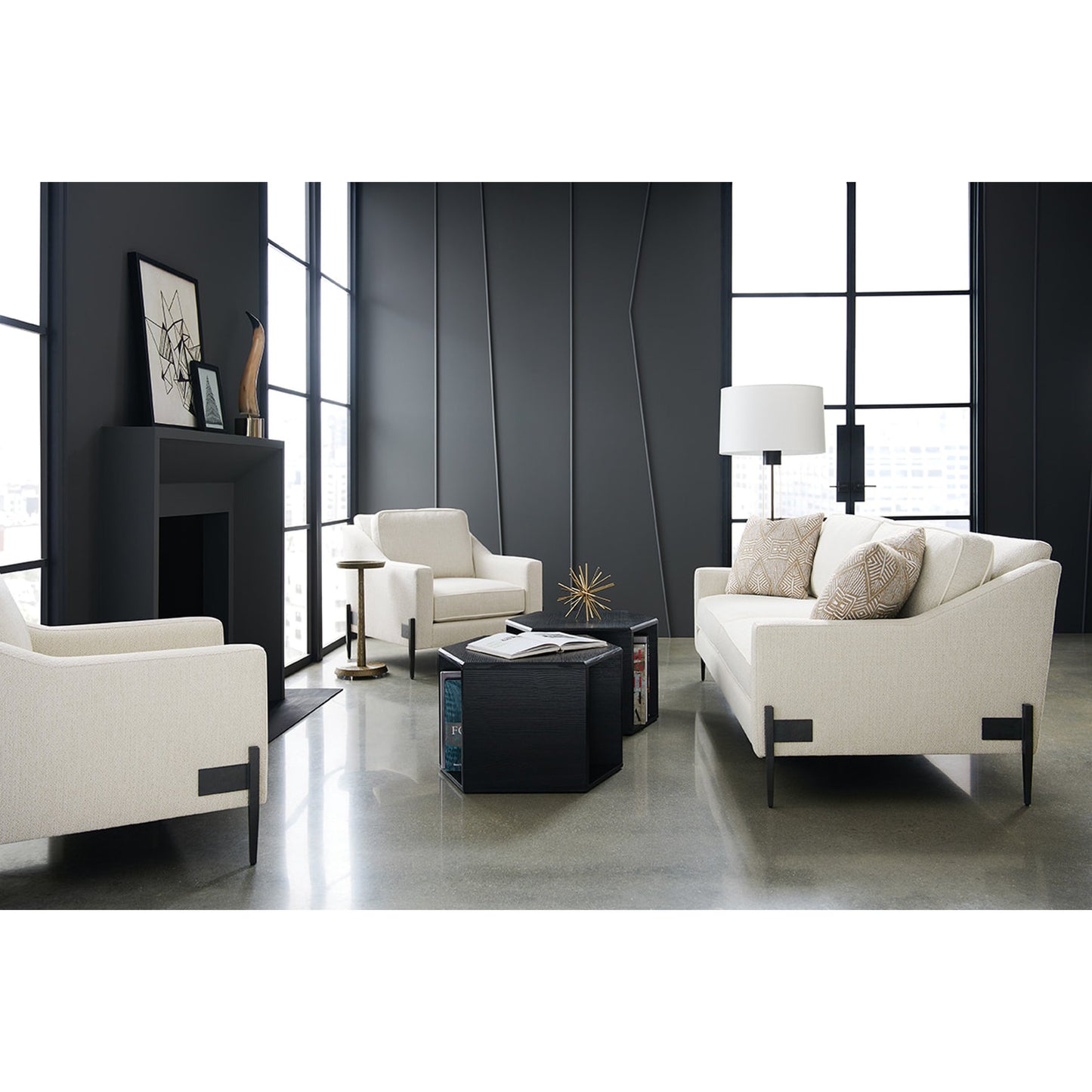 005 SR-845848 | Lifestyle | Remix Sofa by Caracole in natural and black iron. Made from metal in a transitional style.