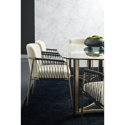 Remix Dining Chair by Caracole in natural and bronze gold metal. Made from metal in a eclectic & global style.