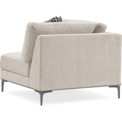 Repetition Corner Chair by Caracole in zinc and london fog. Made from birch in a modern style.