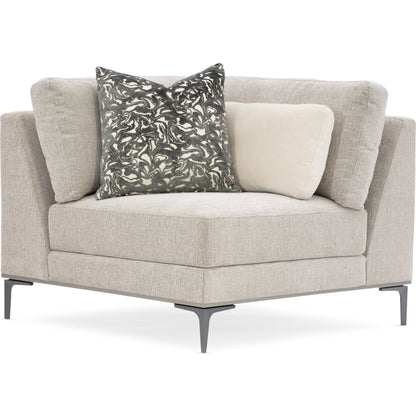 Repetition Corner Chair by Caracole in zinc and london fog. Made from birch in a modern style.
