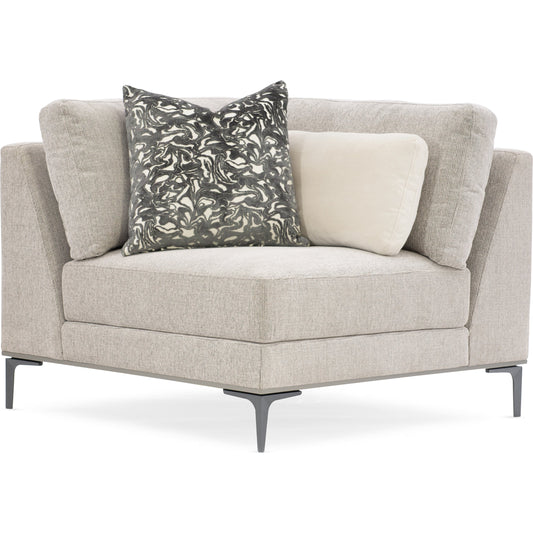 Repetition Corner Chair by Caracole in zinc and london fog. Made from birch in a modern style.