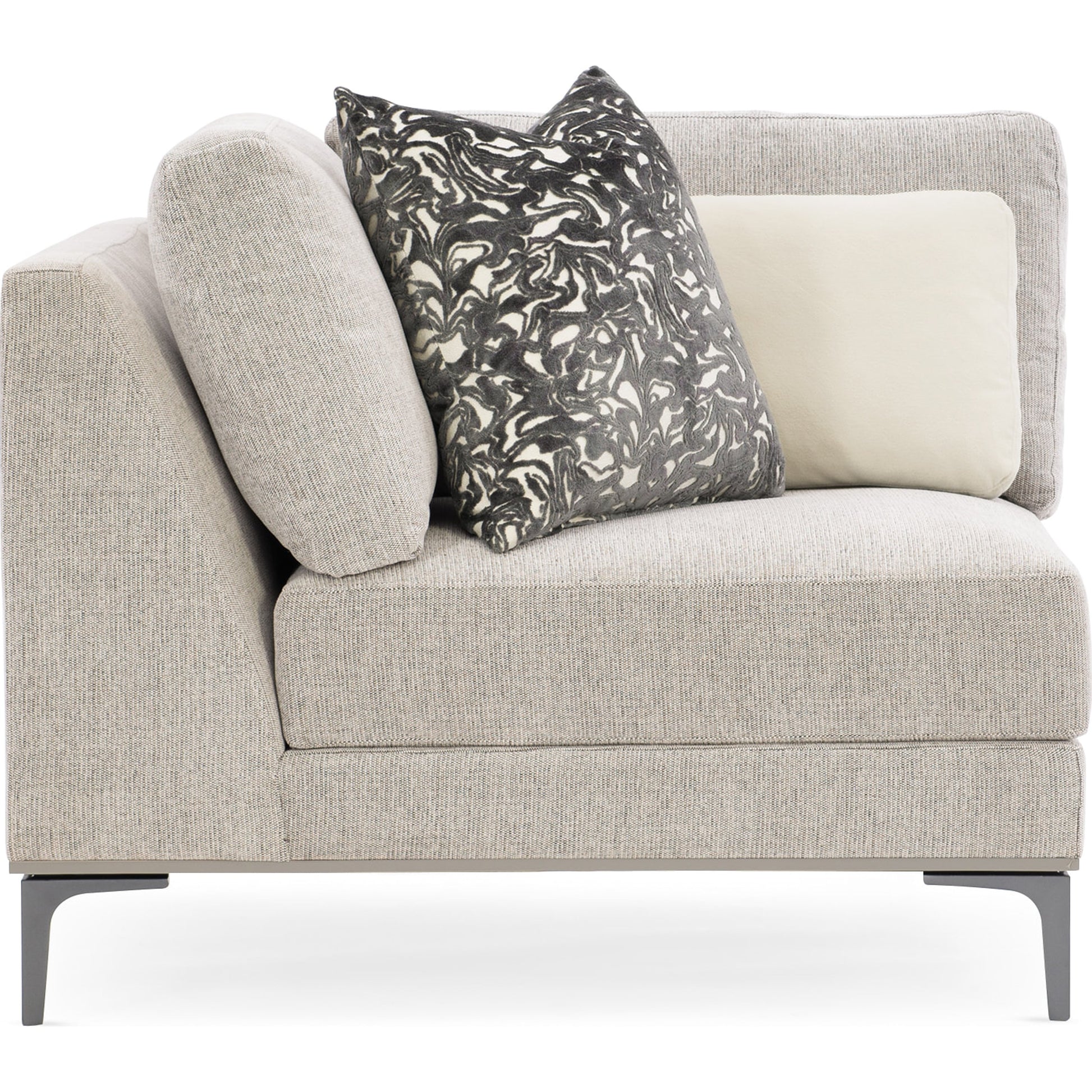 Repetition Corner Chair by Caracole in zinc and london fog. Made from birch in a modern style.