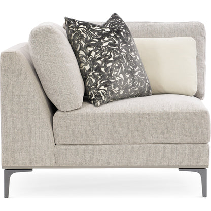 Repetition Corner Chair by Caracole in zinc and london fog. Made from birch in a modern style.