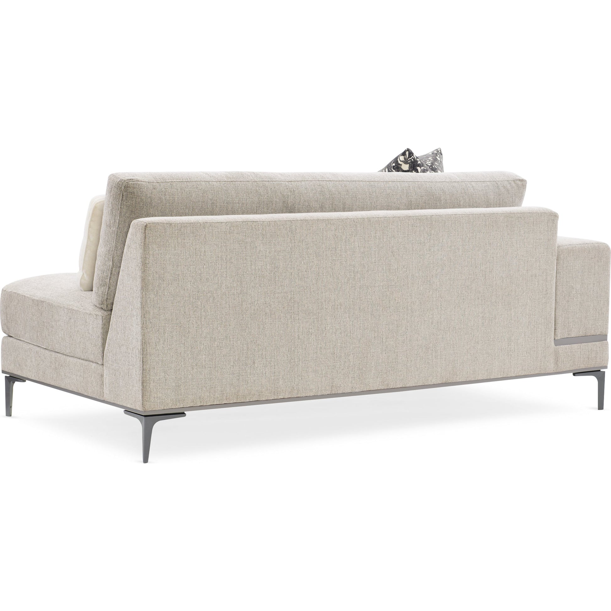 Repetition Loveseat by Caracole in zinc and london fog. Made from birch in a modern style.