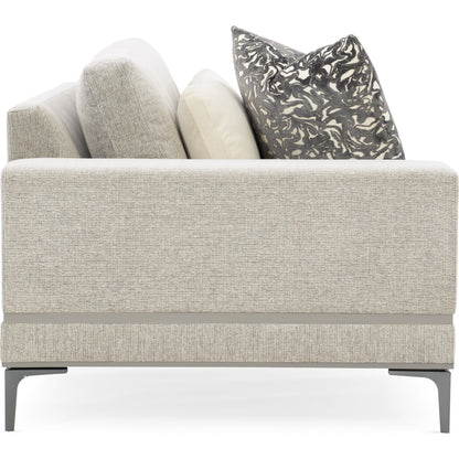 Repetition Loveseat by Caracole in zinc and london fog. Made from birch in a modern style.