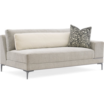 Repetition Loveseat by Caracole in zinc and london fog. Made from birch in a modern style.