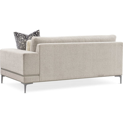 Repetition Loveseat by Caracole in zinc and london fog. Made from birch in a modern style.