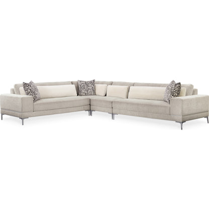 Repetition Loveseat by Caracole in zinc and london fog. Made from birch in a modern style.