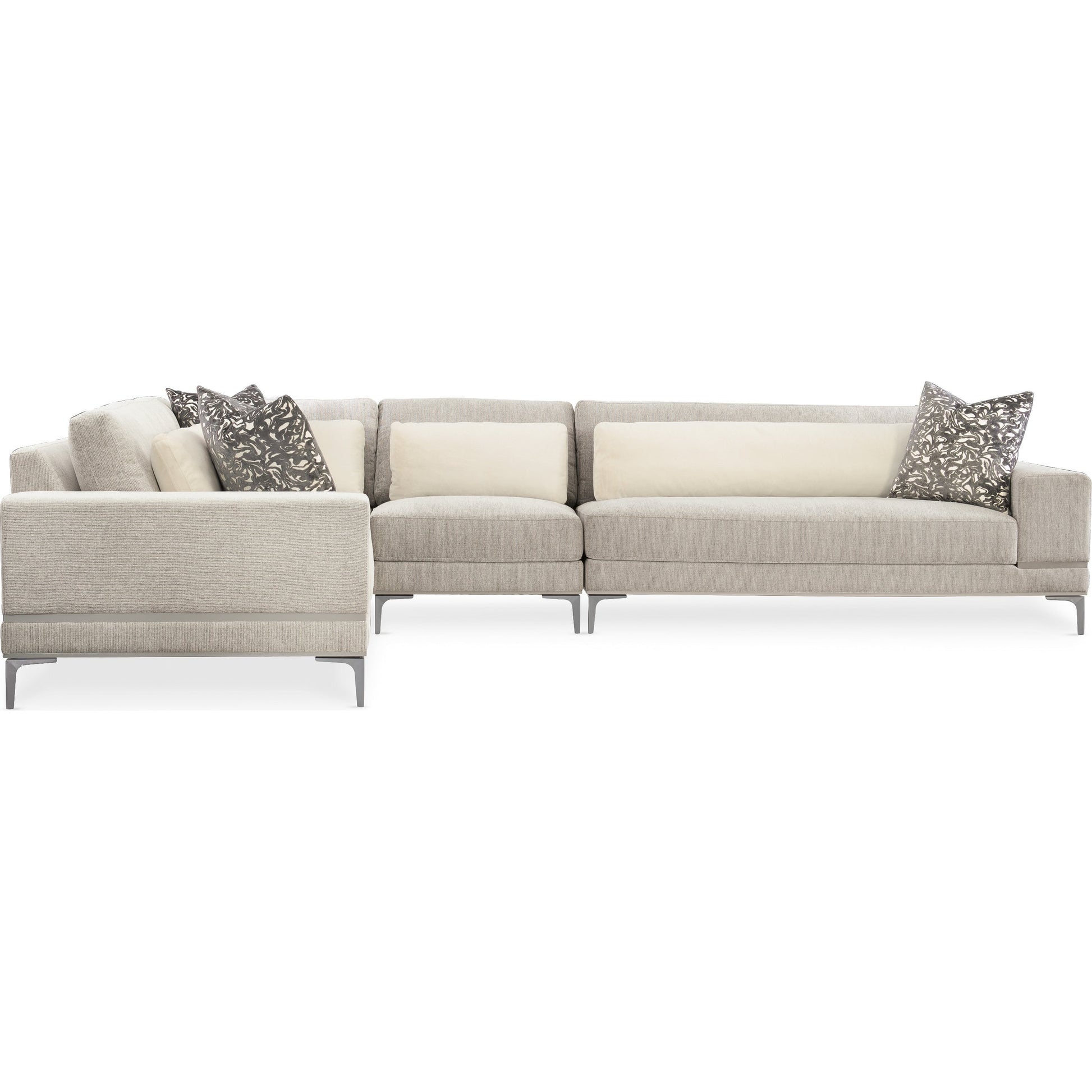 Repetition Loveseat by Caracole in zinc and london fog. Made from birch in a modern style.