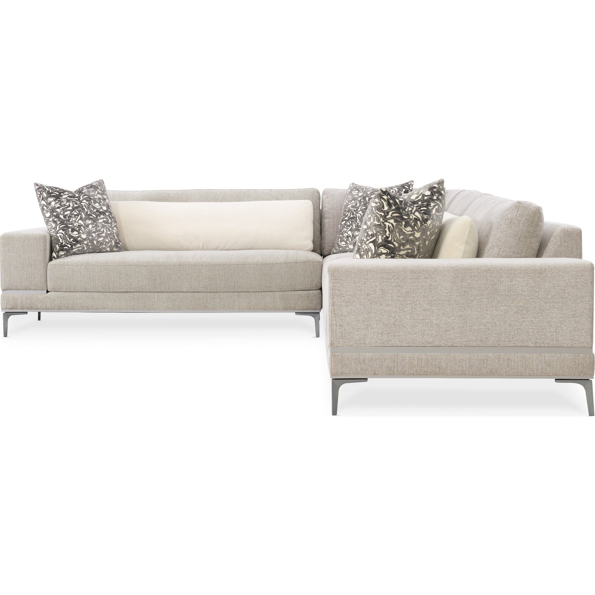 Repetition Loveseat by Caracole in zinc and london fog. Made from birch in a modern style.
