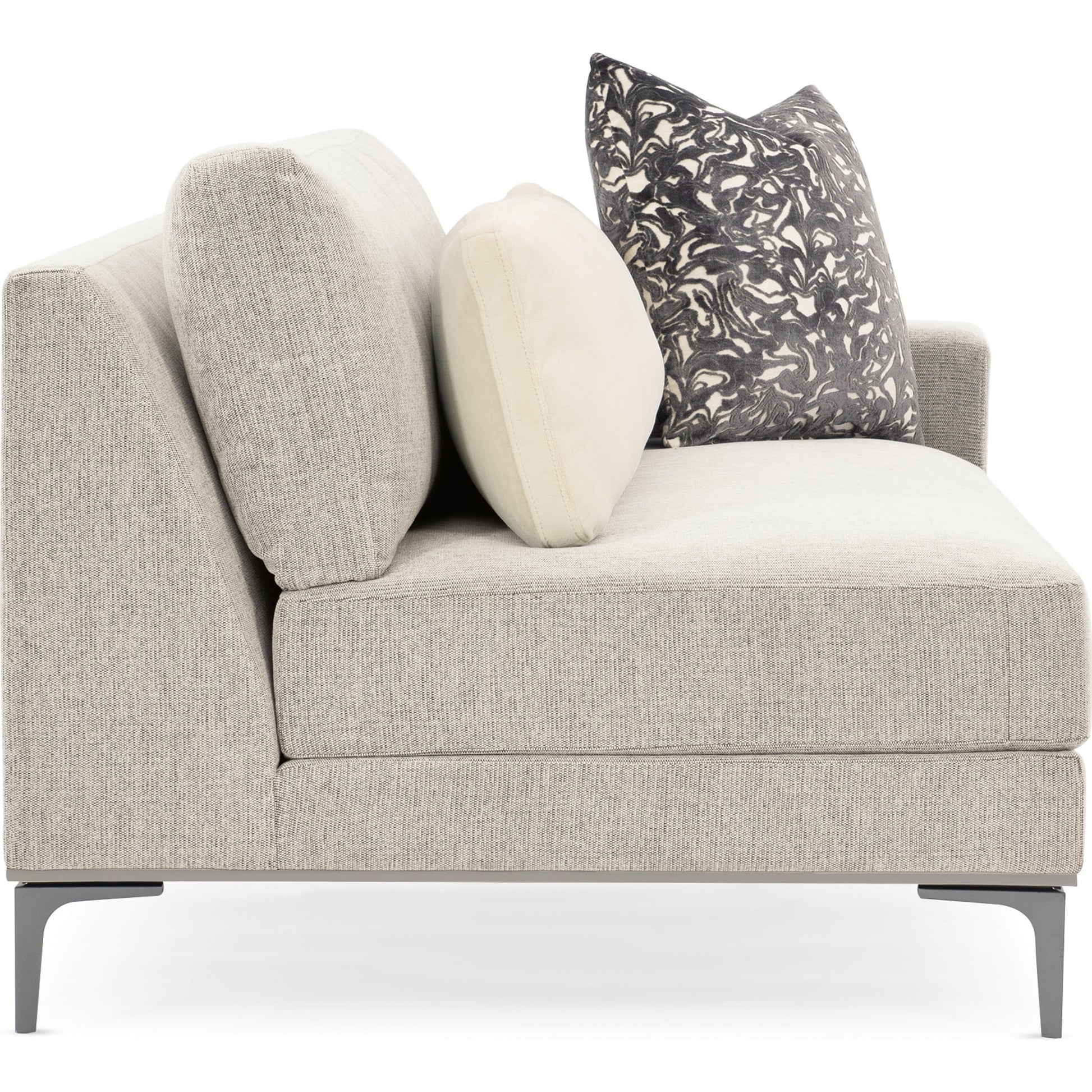 Repetition Loveseat by Caracole in zinc and london fog. Made from birch in a modern style.