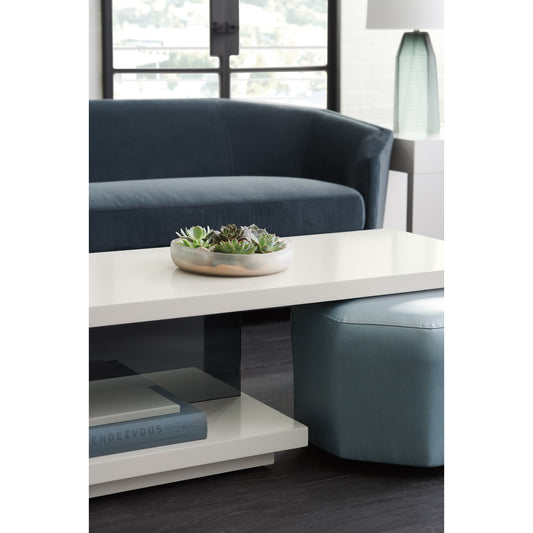 Expressions Cocktail Table by Caracole in smoked, gray and winter haze. Made from asian hardwood in a modern style.