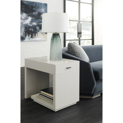 Expressions End Table by Caracole in natural and winter haze. Made from asian hardwood in a modern style.