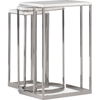 Exposition Nesting End Tables by Caracole in nickel, marble. Made from metal, marble in a modern style.