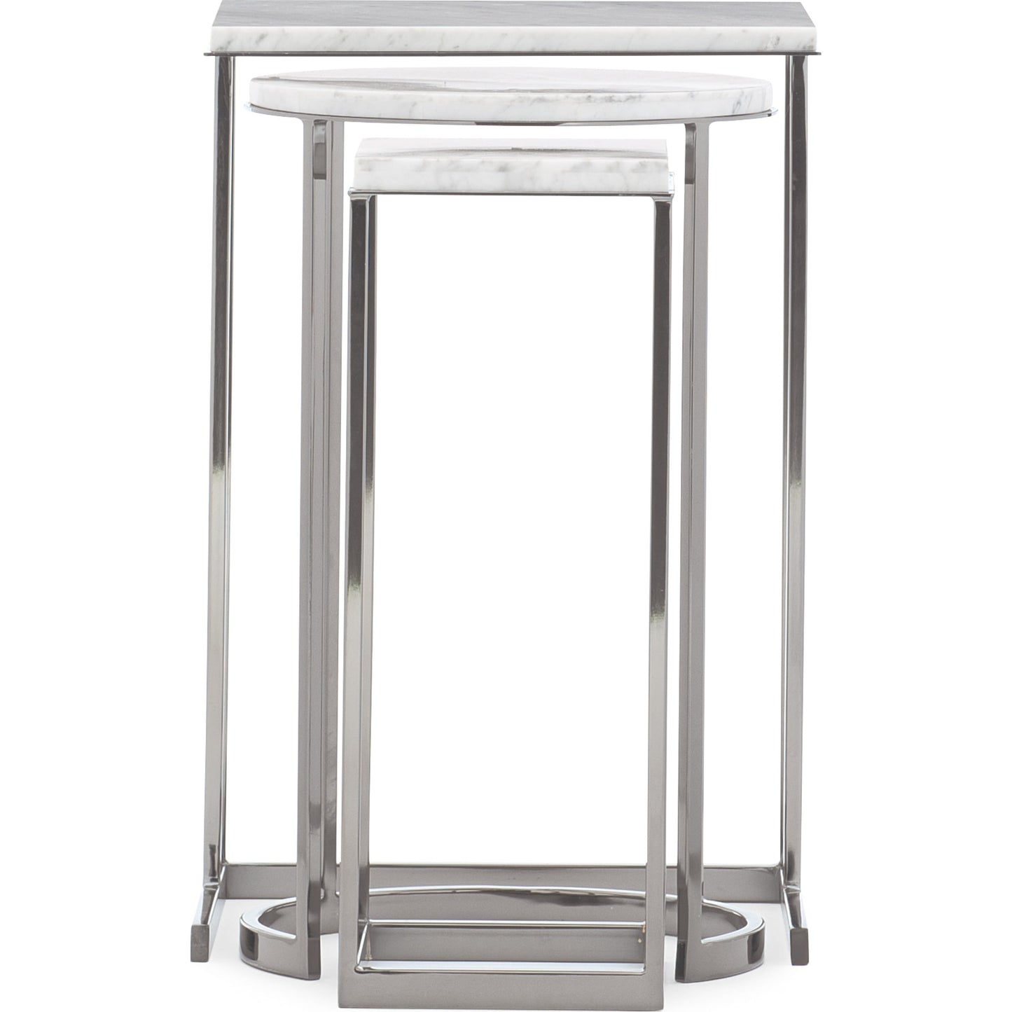 002 SR-877718 | Additional Silo | Exposition Nesting End Tables by Caracole in nickel, marble. Made from metal, marble in a modern style.