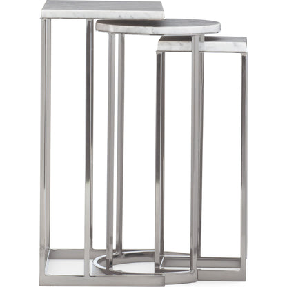 Exposition Nesting End Tables by Caracole in nickel, marble. Made from metal, marble in a modern style.