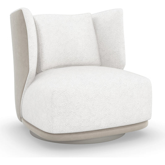 Seville Swivel Chair by Caracole in cream and soft silver. Made from pine in a modern style.