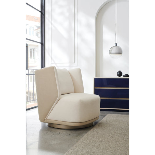 Seville Swivel Chair by Caracole in cream and soft silver. Made from pine in a modern style.