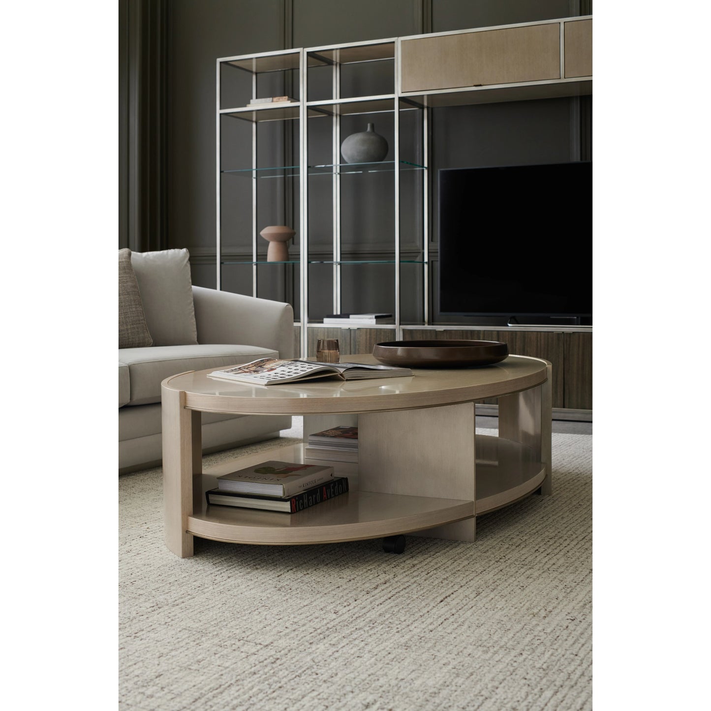 004 SI-1955848 | Lifestyle | Da Vita Cocktail Table by Caracole in silver and thunder, smoked stainless steel. Made from birch, metal, koto in a modern style.
