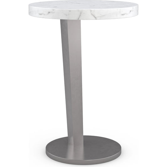 La ModaTall Spot Table by Caracole in smoked, steel, white, marble and smoked stainless. Made from metal, stone in a modern style.