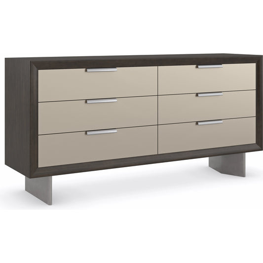 La Moda Dresser by Caracole in bronze, silver and sepia, smoked stainless steel. Made from birch, bronze mirror in a modern style.
