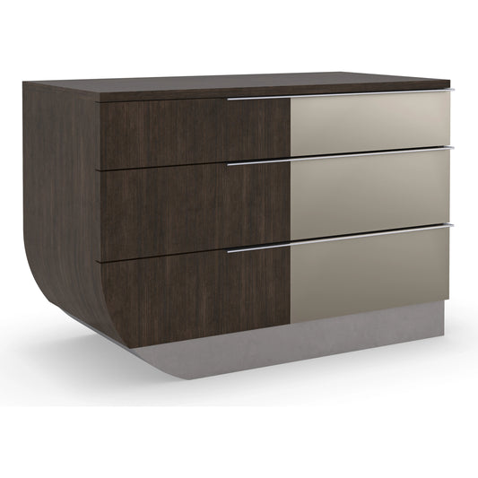 La Moda Nightstand by Caracole in mirrored, bronze, smoked, steel and sepia, smoked stainless steel. Made from birch, bronze mirror in a modern style.