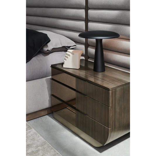 La Moda Nightstand by Caracole in mirrored, bronze, smoked, steel and sepia, smoked stainless steel. Made from birch, bronze mirror in a modern style.