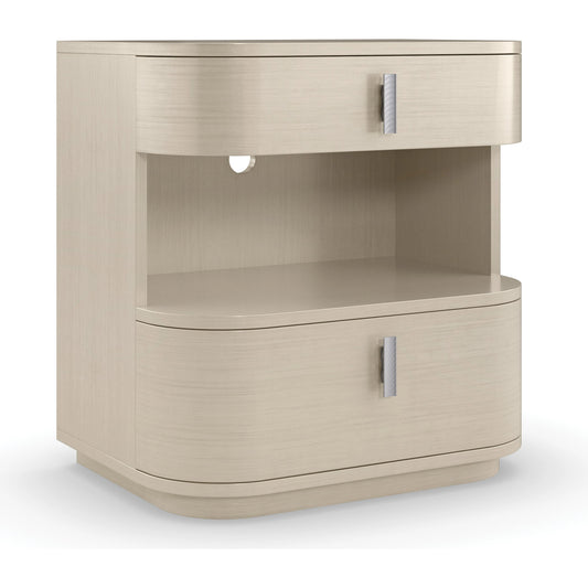 Da Vita Open Nightstand by Caracole in cream and thunder. Made from birch, koto in a modern style.