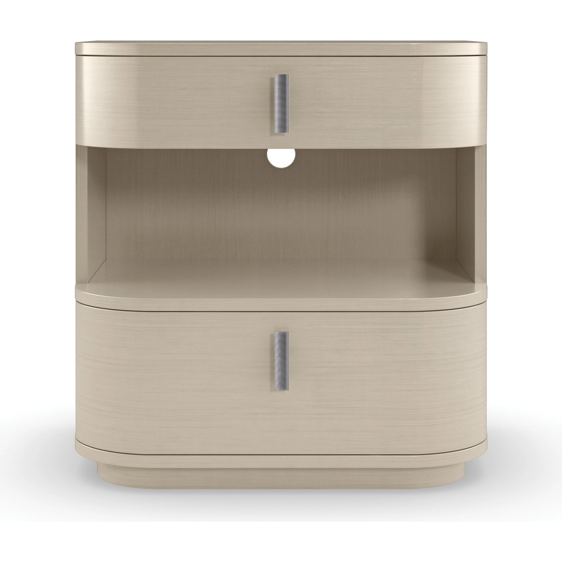 Da Vita Open Nightstand by Caracole in cream and thunder. Made from birch, koto in a modern style.