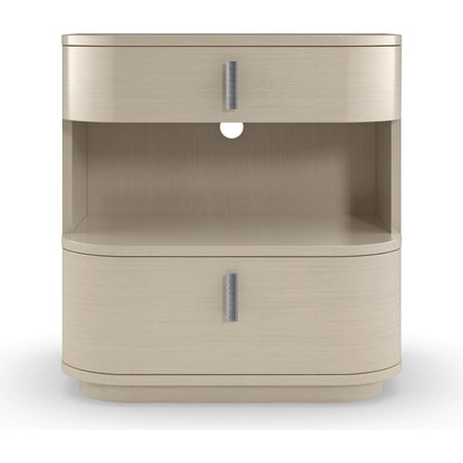 Da Vita Open Nightstand by Caracole in cream and thunder. Made from birch, koto in a modern style.